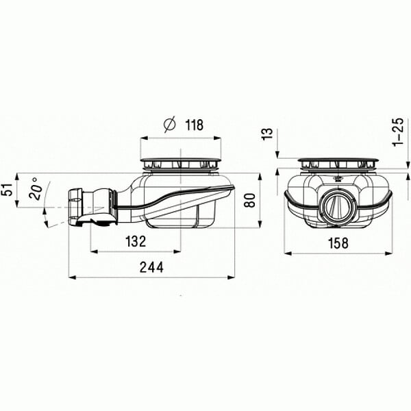 NICOLL - Bonde à très haut débit Turboflow2 - Diamètre 90mm - Capot ABS - large