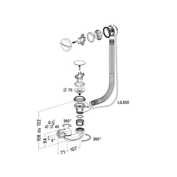 NICOLL - Vidage De Baignoire Easybain Wave À Câble 650 Mm - large