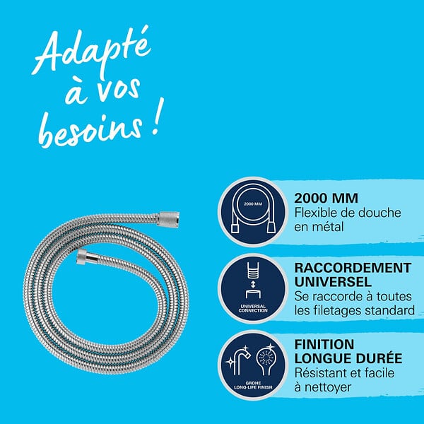 GROHE - Flexible de douche 2m - GROHE VITALIOFLEX METAL 22107000 - large