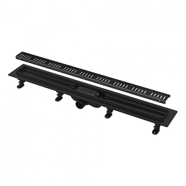 ALCA - Alca Caniveau de douche 750 mm avec grille, noir mat (APZ10BLACK-750M) - large