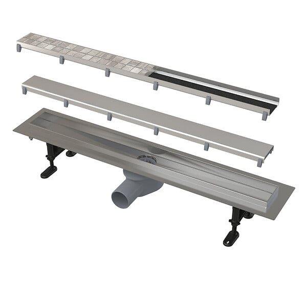 ALCA - Caniveau de douche avec grille réversible (cpz13-double9-750) - large