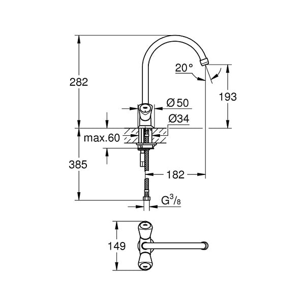 GROHE - Mélangeur monotrou Costa S - large