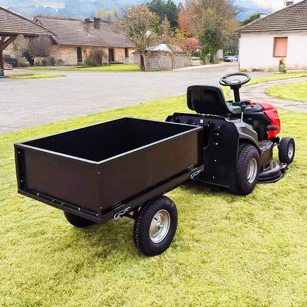 ELEM GARDEN TECHNIC - Remorque pour tracteur tondeuse avec benne basculante - charge max 225kg. - large