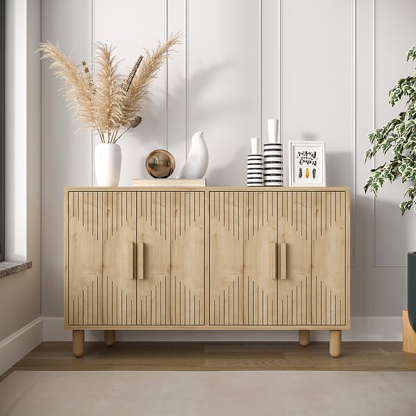 HABITAT ET JARDIN - Buffet en bois "Roger" - 120 x 29 x 73 cm - Chêne Saphir - large