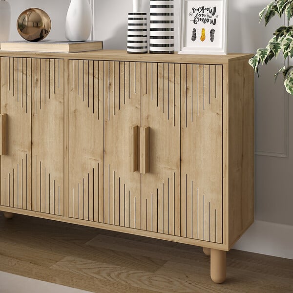 HABITAT ET JARDIN - Buffet en bois "Roger" - 120 x 29 x 73 cm - Chêne Saphir - large