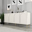 HABITAT ET JARDIN - Buffet en bois "Lyon" - 180 x 35 x 80 cm - Crème, Or - vignette