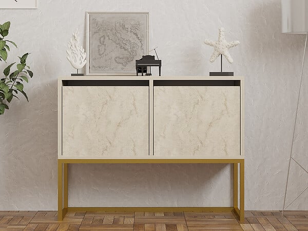 HABITAT ET JARDIN - Buffet en bois "Zermat" - 90 x 34 x 70 cm - Travertin - large