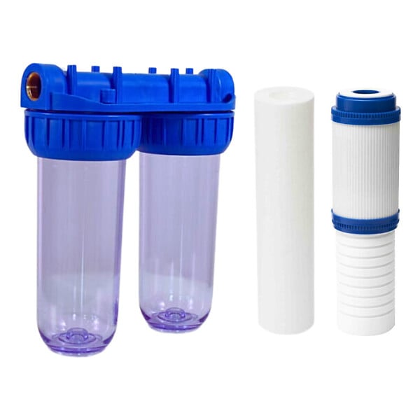 SWISS AQUA TECHNOLOGIES - Swiss Aqua Technologies Double filtre 1/2, avec 1 cartouche 5 microns + 1 double cartouche 5 microns charbon actif (SATHF12D2) - large