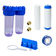 SWISS AQUA TECHNOLOGIES - Double bol transparent pour filtres universels 10", prêt à raccorder 3/4" + 1 filtre + 1 filtre charbon actif (SATHF34DX2) - vignette