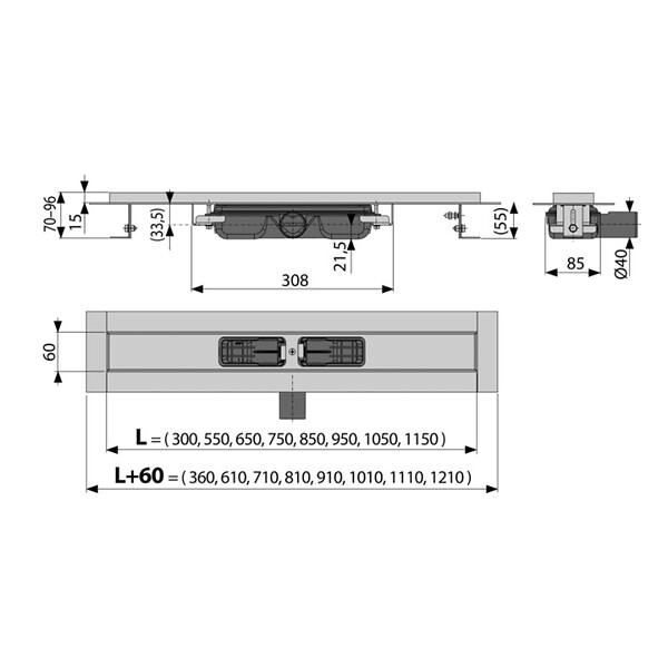 ALCA - Receveur de douche 75 cm en acier inoxydable (APZ101-750) - large