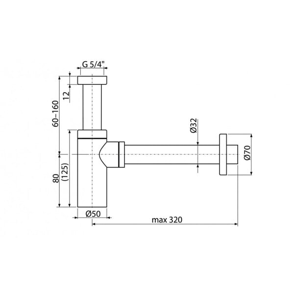 ALCA - Alca Siphon pour lavabo universel design 100% métal blanc (A400B) - large
