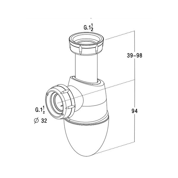 NICOLL - Easyphon Siphon d'évier Bi-matière avec joint intégré 6/4", rosace et tuyau de vidange (0202075) - large