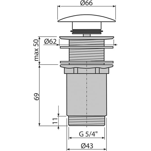 ALCA - Alca Bonde pour lavabo clic-clac 5/4 " Sans débordement (A395B) - large