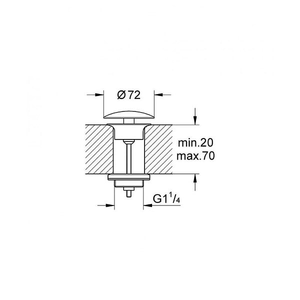 GROHE - Bonde de vidage 1 1/4" à écoulement libre (65808000) - large