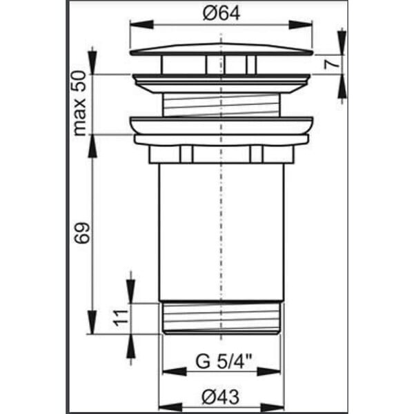 RAVAK - Ravak 10° Bonde à écoulement libre raccord 5/4", pour lavabo, Chrome (X01439) - large