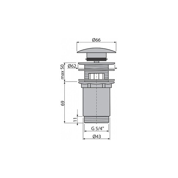 ALCA - Alca Bonde pour lavabo clic-clac 5/4 " Avec trop-plein, Nickel brossé (A392-N-B) - large