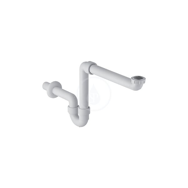 GEBERIT - Siphon en tube coudé pour lavabo, modèle gain de place, sortie horizontale, Blanc alpin (151.107.11.1) - large
