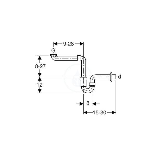 GEBERIT - Siphon en tube coudé pour lavabo, modèle gain de place, sortie horizontale, Blanc alpin (151.107.11.1) - large