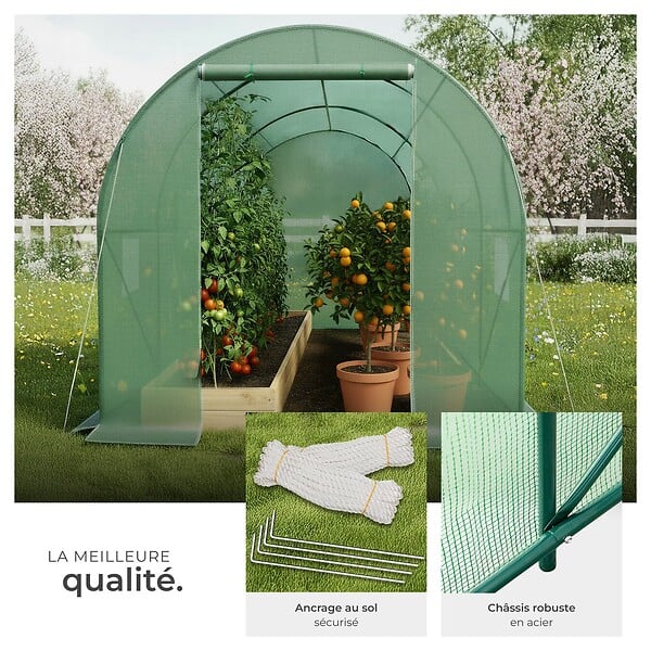TECTAKE - Serre tunnel 7 m² 343x200x200cm vert - large