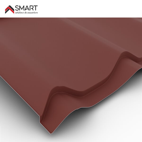 BRAVO THE SMART SOLUTION - Tuile de toiture - bac acier - Couverture métallique CLASSIC Coloris Rouge Oxyde 3009 Matt Dimensions 1850x1200x0.50mm - large