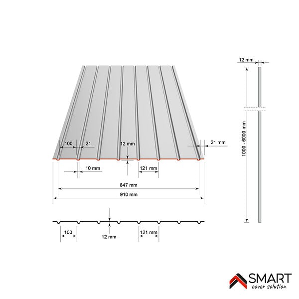 BRAVO THE SMART SOLUTION - Tôle bac acier - Bardage - plaque H12 Coloris Golden Oak Printech Dimensions 1200x910x0.40 mm - large