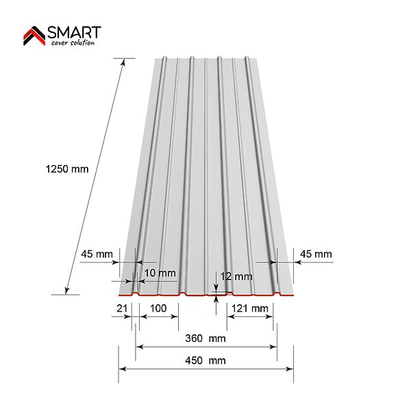 BRAVO THE SMART SOLUTION - SMART COVER Pack 12 petites tôles bac acier - toiture - couverture H12 | Dimensions: 125cm x 45cm=6,75m² | épaisseur: 0,30mm  | Qualité Allemande | Acier couleur RAL 7016 - large