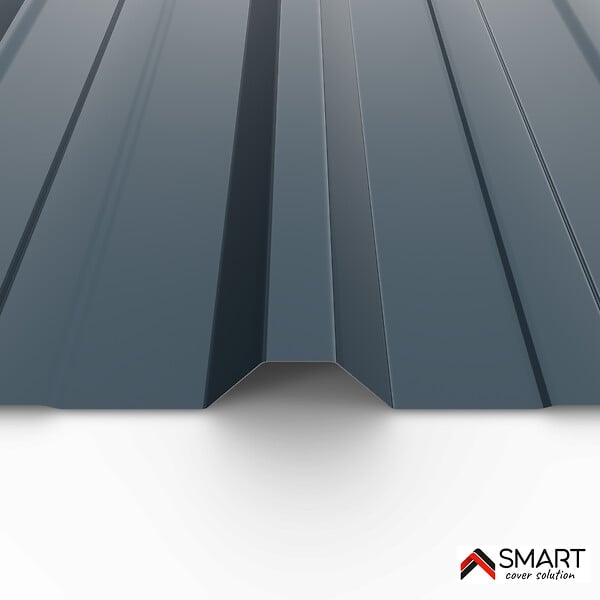 BRAVO THE SMART SOLUTION - Tôle bac acier - Toiture - Couverture - plaque TR45 Coloris Gris Bleu RAL 5008 Dimensions 2000x1050x0.50mm - large