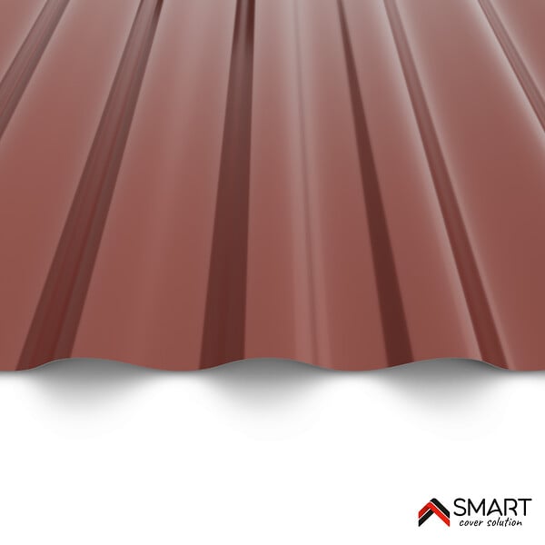 BRAVO THE SMART SOLUTION - Tôle bac acier - Toiture - Couverture - plaque S18 Coloris Rouge Oxyde RAL 3009  Dimensions 2000x883x0.40mm - large