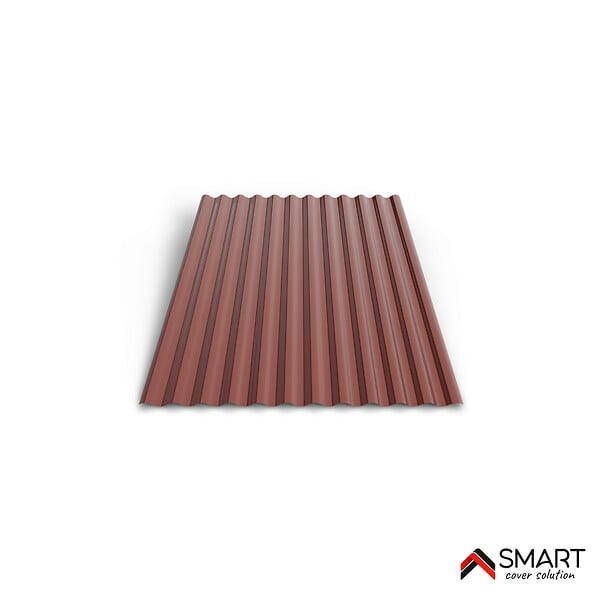BRAVO THE SMART SOLUTION - Tôle bac acier - Toiture - Couverture - plaque S18 Coloris Rouge Oxyde RAL 3009  Dimensions 2000x883x0.40mm - large