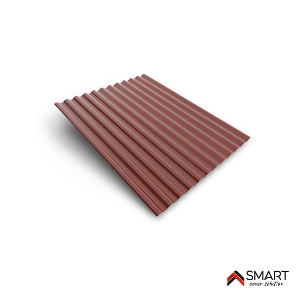 BRAVO THE SMART SOLUTION - Tôle bac acier - Toiture - Couverture - plaque S18 Coloris Rouge Oxyde RAL 3009  Dimensions 2000x883x0.40mm - large