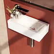 EMKE - EMKE Vasque à Poser en céramique 36,5x18x9cm, Lavabo suspendu rectangulaire avec robinet trou prépercé, blanc brillant - vignette