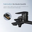 EMKE - EMKE Mitigeur mural bain-douche noir mat, robinet de salle de bain à levier unique, dimensions 21,2 x 18,3 cm - vignette