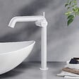 EMKE - EMKE Mitigeur de Lavabo Blanc Mat Design, 332 × 220 × 76 mm, Robinet Salle de Bain en Laiton, Cartouche Céramique Longue Durée, Pose Rapid - vignette