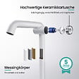 EMKE - EMKE Mitigeur de Lavabo Blanc Mat Design, 332 × 220 × 76 mm, Robinet Salle de Bain en Laiton, Cartouche Céramique Longue Durée, Pose Rapid - vignette