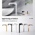 EMKE - EMKE Mitigeur de Lavabo Blanc Mat Design, 332 × 220 × 76 mm, Robinet Salle de Bain en Laiton, Cartouche Céramique Longue Durée, Pose Rapid - vignette