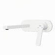 EMKE - EMKE Mitigeur Lavabo Design Séparé, Robinet Mural Blanc Mat 288×210×70 mm, Corps en Laiton et Inox 304, Cartouche Céramique Haute Durabilité - vignette