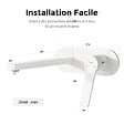EMKE - EMKE Mitigeur Lavabo Design Séparé, Robinet Mural Blanc Mat 288×210×70 mm, Corps en Laiton et Inox 304, Cartouche Céramique Haute Durabilité - vignette