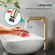 EMKE - EMKE Mitigeur de Lavabo Or Champagne Design, 332 × 220 × 76 mm, Robinet Salle de Bain en Laiton, Cartouche Céramique Longue Durée, Pose Rapid - vignette