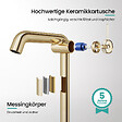 EMKE - EMKE Mitigeur de Lavabo Or Champagne Design, 332 × 220 × 76 mm, Robinet Salle de Bain en Laiton, Cartouche Céramique Longue Durée, Pose Rapid - vignette