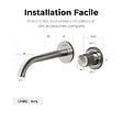 EMKE - EMKE Mitigeur Lavabo Mural Design Séparé 281×140×65 mm, Robinet Anthracite en Laiton & Inox 304, Cartouche Céramique Longue Durée - vignette