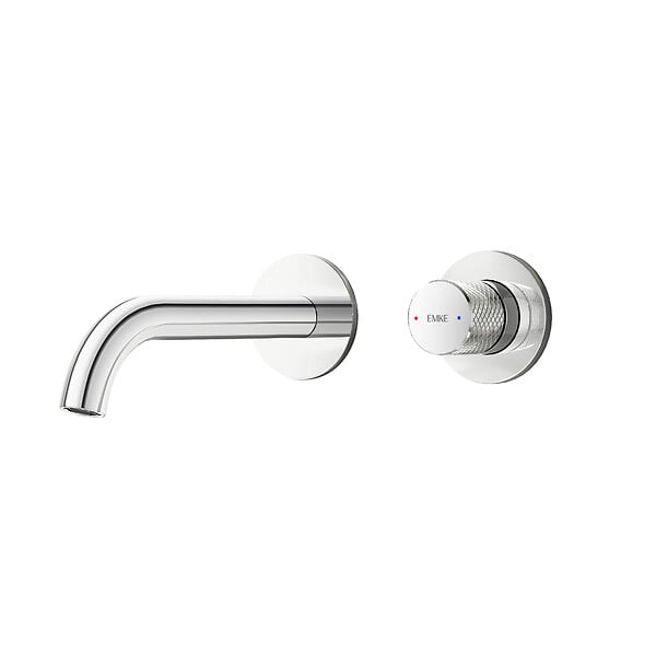 EMKE - EMKE Mitigeur Lavabo Mural Design Séparé 281×140×65 mm, Robinet Chromé en Laiton & Inox 304, Cartouche Céramique Longue Durée - large