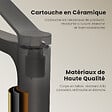 EMKE - EMKE Mitigeur de lavabo design anthracite – Robinet salle de bain avec cartouche céramique en laiton, 19,5 × 17,3 cm, mousseur démontable - vignette