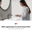 EMKE - EMKE Mitigeur de lavabo design anthracite – Robinet salle de bain avec cartouche céramique en laiton, 19,5 × 17,3 cm, mousseur démontable - vignette