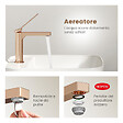 EMKE - EMKE Mitigeur de lavabo design or rose – Robinet salle de bain avec cartouche céramique en laiton, 19,5 × 17,3 cm, mousseur démontable - vignette