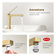 EMKE - EMKE Mitigeur de lavabo design or champagne – Robinet salle de bain avec cartouche céramique en laiton, 19,5 × 17,3 cm, mousseur démontable - vignette