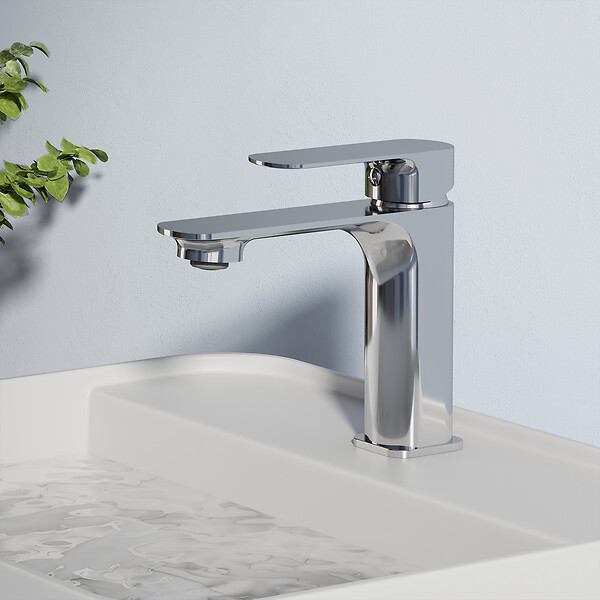 EMKE - EMKE Mitigeur Lavabo Salle de Bain, 166 × 152 × 45 mm, Robinet en Laiton, Cartouche Céramique Haute Durabilité, Surface Chromée - large
