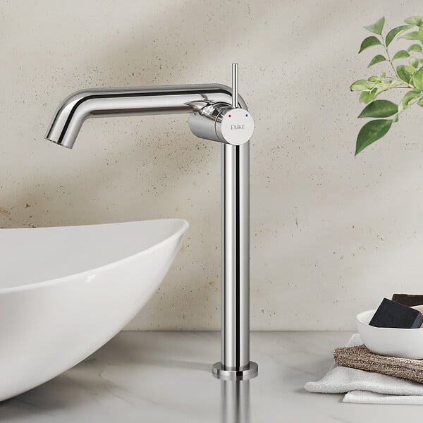 EMKE - EMKE Mitigeur de Lavabo Chromé Design, 332 × 220 × 76 mm, Robinet Salle de Bain en Laiton, Cartouche Céramique Longue Durée, Pose Rapid - large