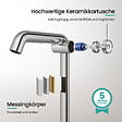 EMKE - EMKE Mitigeur de Lavabo Chromé Design, 332 × 220 × 76 mm, Robinet Salle de Bain en Laiton, Cartouche Céramique Longue Durée, Pose Rapid - vignette