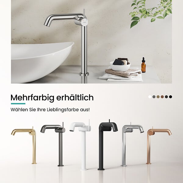 EMKE - EMKE Mitigeur de Lavabo Chromé Design, 332 × 220 × 76 mm, Robinet Salle de Bain en Laiton, Cartouche Céramique Longue Durée, Pose Rapid - large