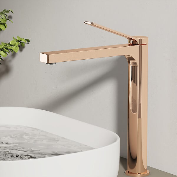 EMKE - EMKE Mitigeur pour Lavabo et Cuisine 335×233×46 mm, Robinet Or Rosé en Laiton & Inox 304, Cartouche Céramique, Aérateur Économiseur d’Eau - large